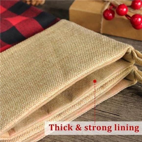 Set of 6 Christmas Stockings Decorations18 inches Red Black Buffalo Plaid - Picture 7 of 7